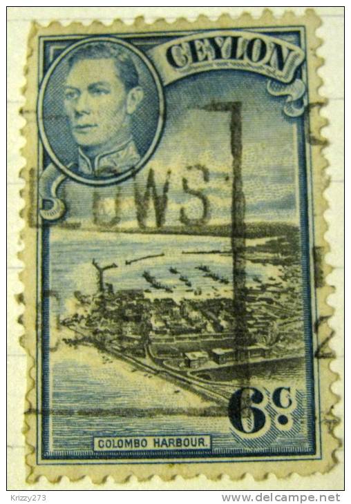 Ceylon 1938 King George VI Colombo Harbour 6c - Used - Ceylon (...-1947)