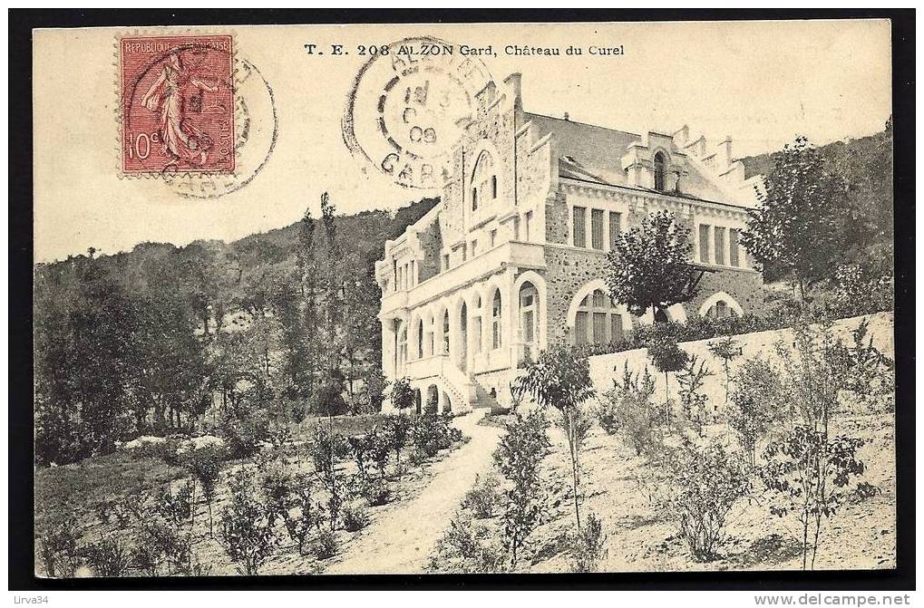 CPA  ANCIENNE- FRANCE- ALZON (30)- LE CHATEAU DU CUREL EN TRES GROS PLAN- ARBUSTES PLANTÉS - Sonstige & Ohne Zuordnung