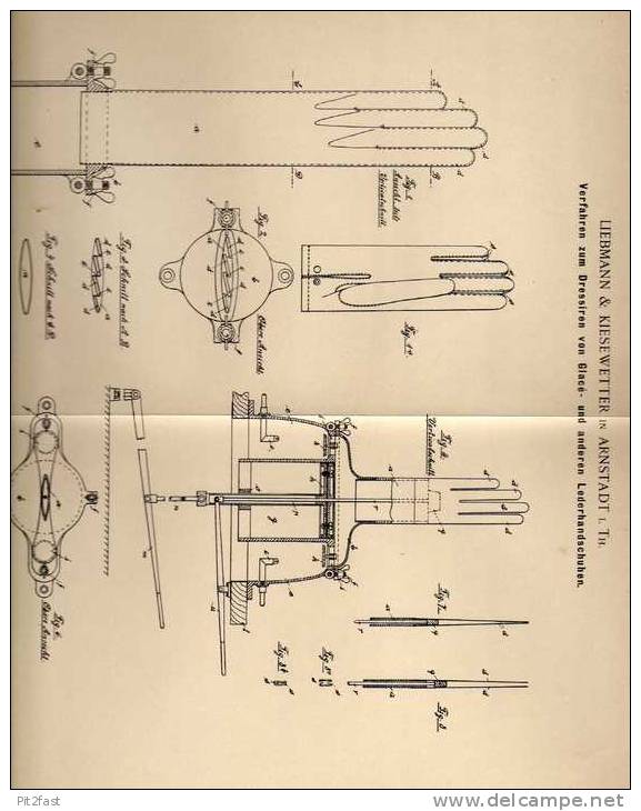 Original Patentschrift - Liebmann & Kiesewetter In Arnstadt I. Thüringen , Glacé Und Lederhandschuhe , 1900  !!! - Littérature