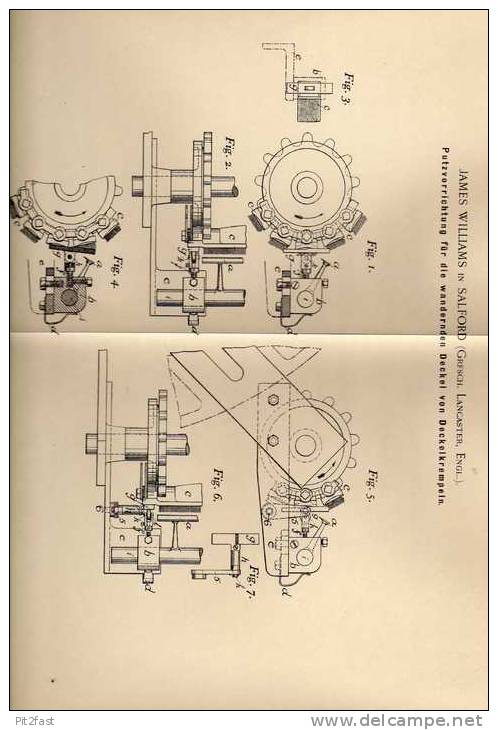 Original Patentschrift - J. Williams In Salford , Lancaster , 1900 , Putzvorrichtung , Reinigung  !!! - Machines