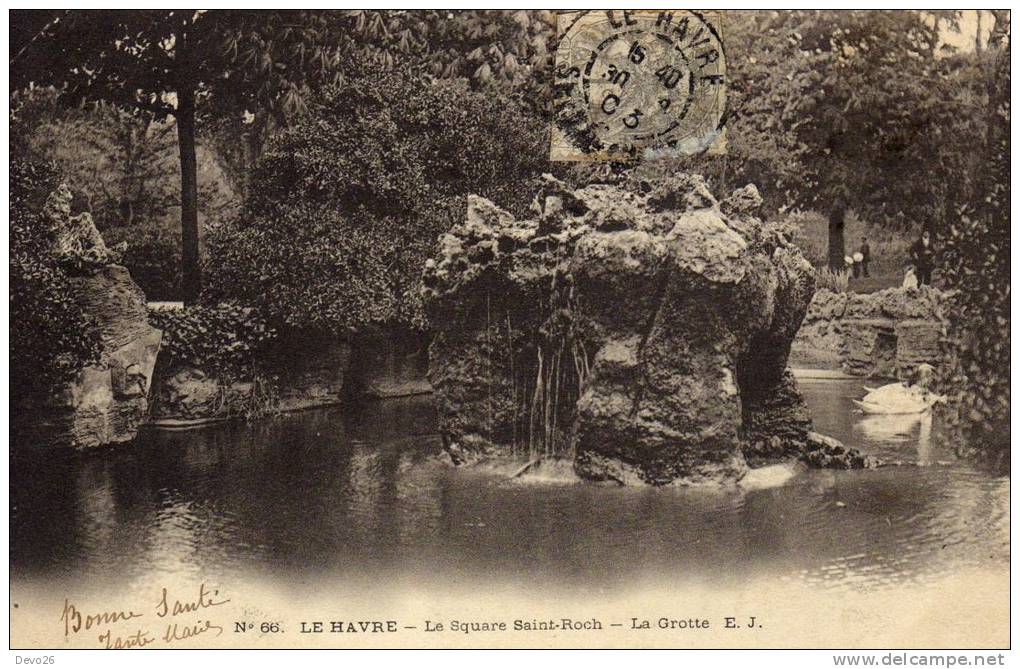 LE HAVRE // Le Square Saint-Roch La Grotte // [voir Scans R° Et V°] Postée En 1903 RARE - Saint-Roch (Plein)