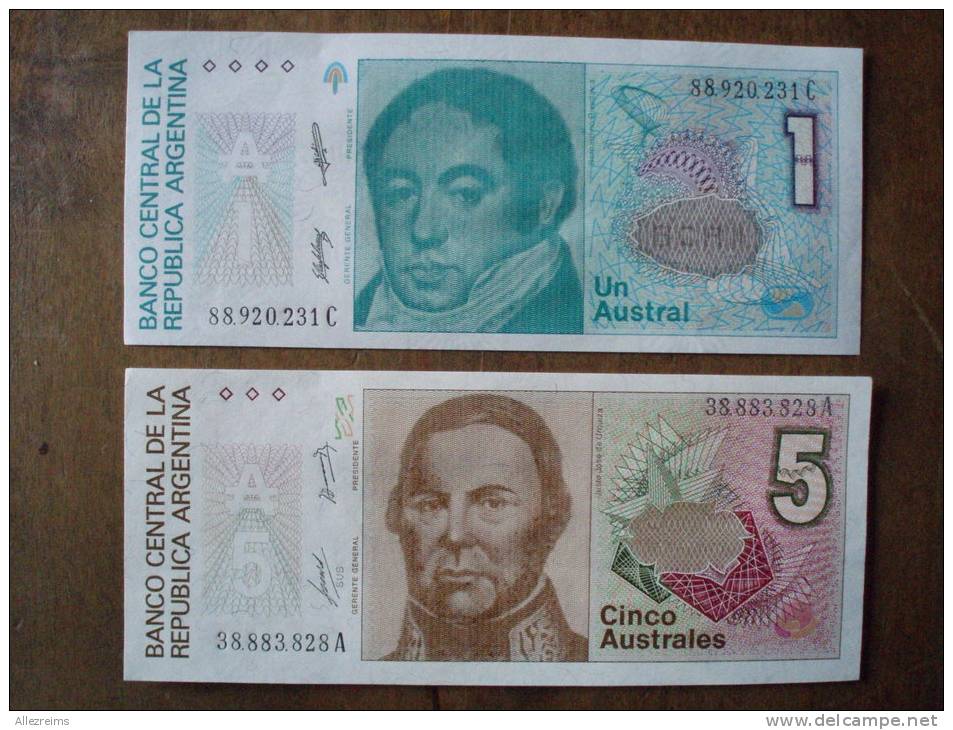 Billets  D´Argentine  : Lot De 5 Billets  De 1 à 100  Australes - Argentina