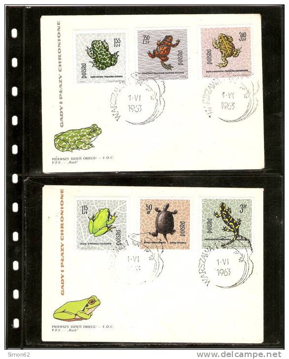 POLOGNE GRENOUILLES TORTUE LEZARD  FDC 1ER JOUR - Rane