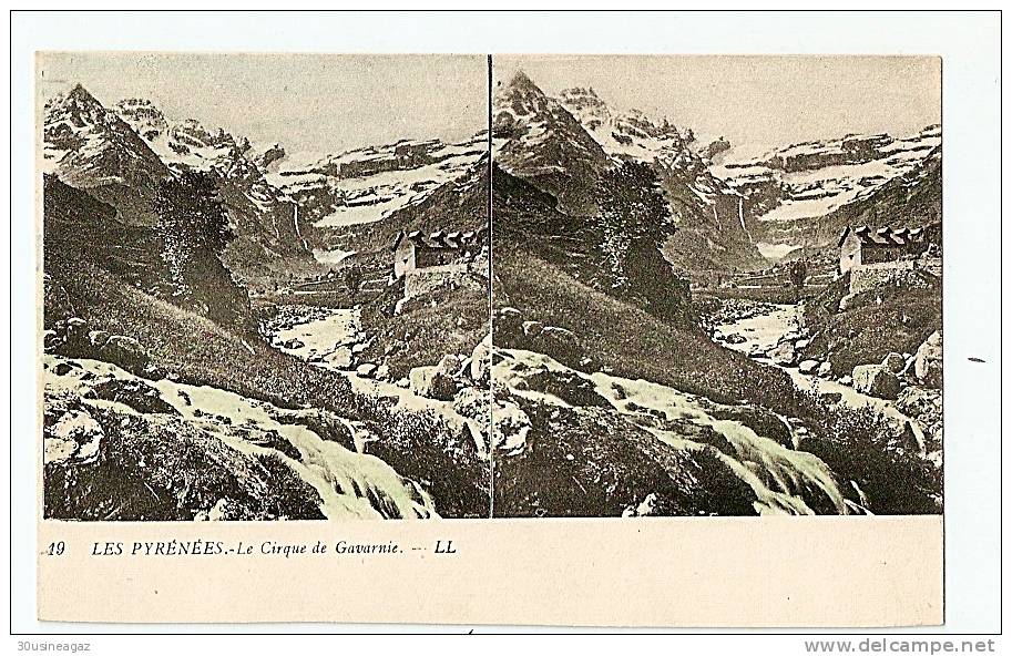 CPA ,stereoscopique,64 Les Pyrénées.le Cirque De Gavarnie,  Bearn   ,stereo  Paypal - Bearn