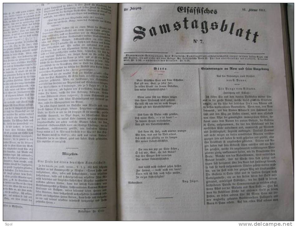 Elsässisches Samstagblatt Herausgegeben Von  F.Otte Jahrgang  1861 Mülhausen  50 N° Reliés - Autres & Non Classés
