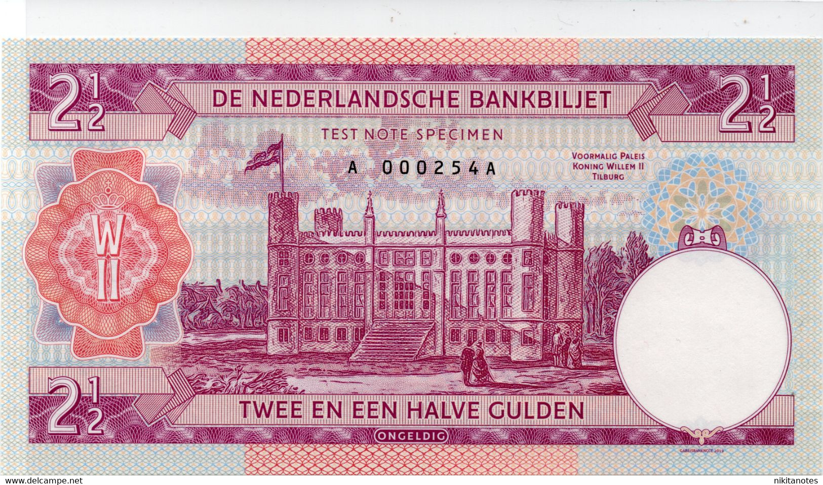 Netherlands Paesi Bassi 2½ Gulden - 2019 King Willem I  Specimen Test Note See Scan - [7] Collections