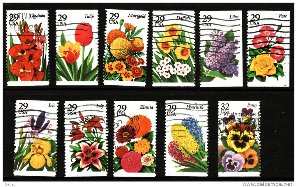 * 11 Verschillende Postzegels Bloemen USA - Collections