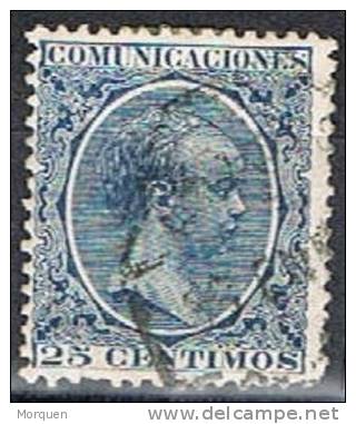 Sello 25 Cts Azul Alfonso XIII Pelon,  Num 221 º - Usados