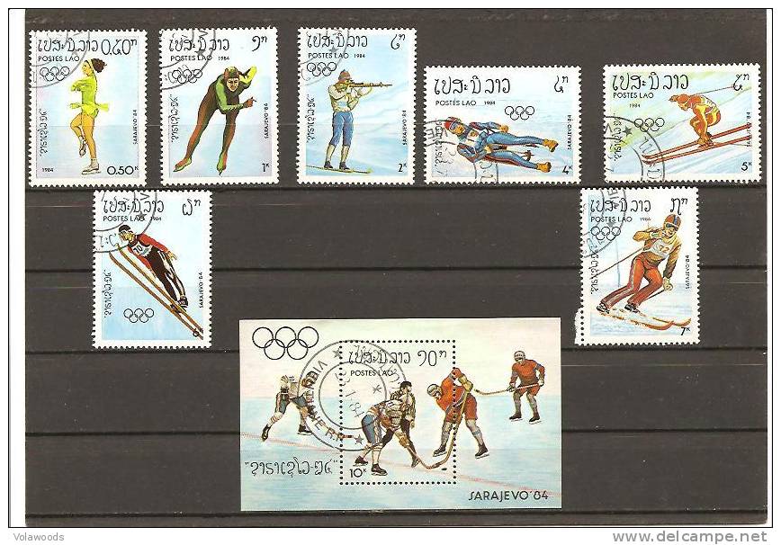 Laos - Serie Completa Usata + Foglietto: Olimpiadi Invernali Di Sarajevo 1984 - Hiver 1984: Sarajevo
