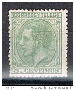 Sello 5 Cts Verde  Alfonso XII 1879,  Num 201 * - Ungebraucht