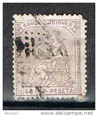 Sello 40 Cts Castaño Alegoria España 1873, Edifil Num 136 º - Oblitérés