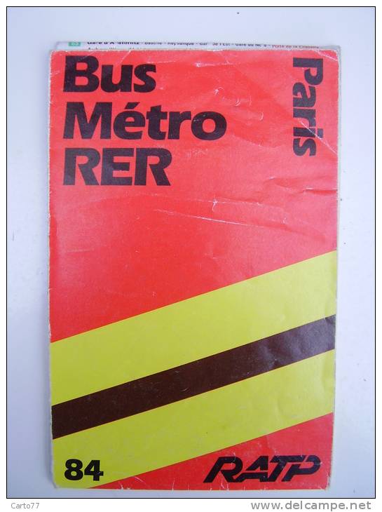 FRANCE Carte Du Réseau RATP Bus & RER Banlieue 1984 - Europe