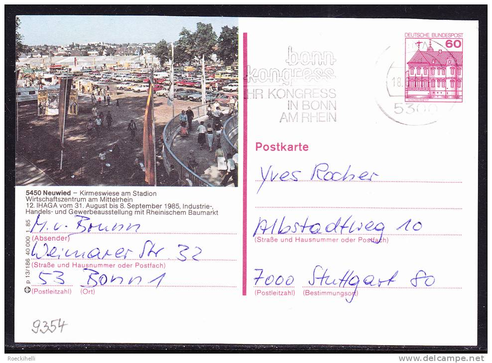 1985 - Bedarfsbeleg/Postkarte/Ganzsache, Gelaufen V. Bonn N. Stuttgart - S.Scan   (de 9354) - Bildpostkarten - Gebraucht