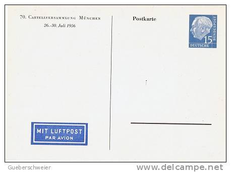 ALLEMAGNE Bel Entier Postal Carte Illustrée, Pour La Poste Aérienne 1956 Thèmes Religion, Main, Livre, Château - Private Postcards - Mint
