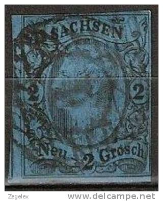 Sachsen 1855, 2 Neu Grosschen. Schwarz Auf Lebhaftblau (!) Mi 10b. - Saxe