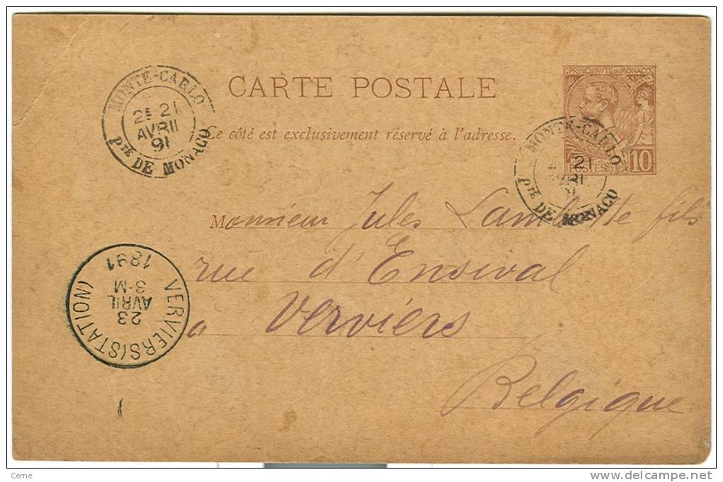 Monaco - Entier Postal De Monté-Carlo Vers Verviers Du 23/04/91, Très Belle, Voir Scan - Entiers Postaux
