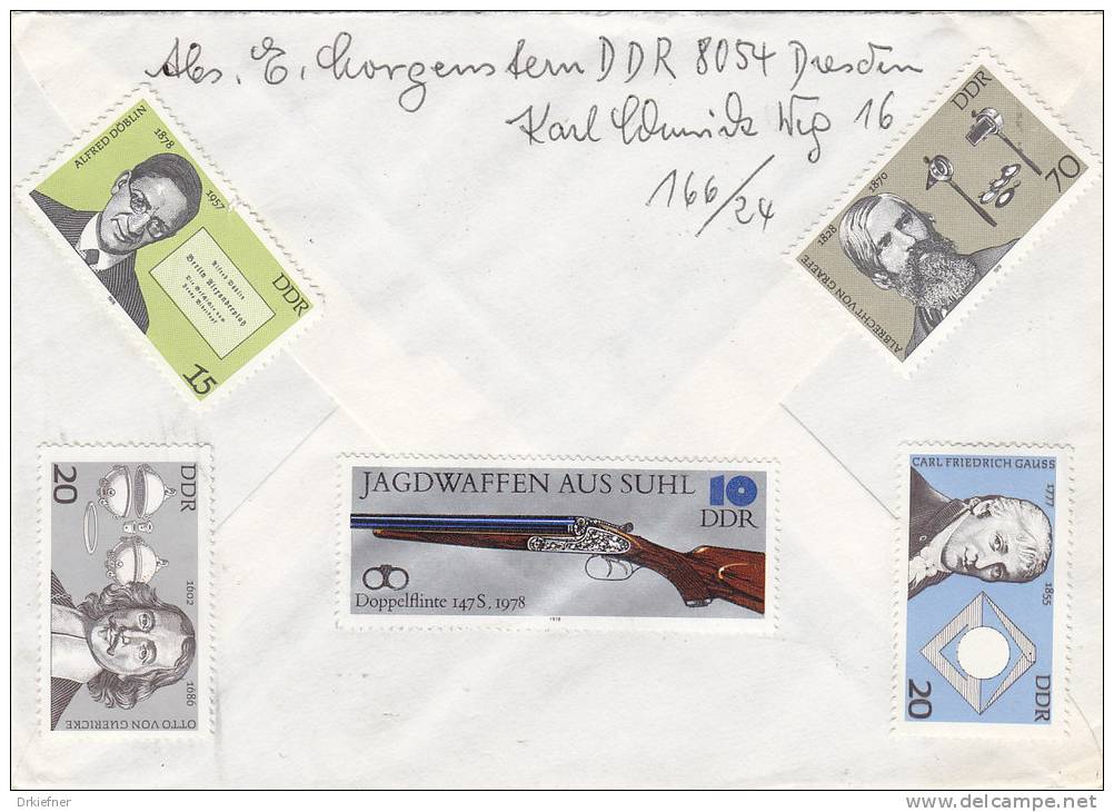 DDR  Brief Mit 2336-2342 +  2377+79+81  MiF, Stempel Dresden 18.12.78 Bedarfsbrief In Die Schweiz, Jagdwaffen - Briefe U. Dokumente