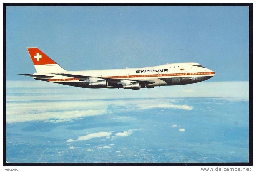 Airplane    BOEING 747  257  - B       Postcard   Swissair - 1946-....: Moderne