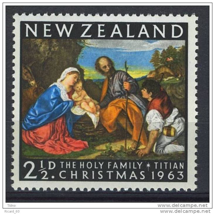 Timbre(s) Neuf(s)** New Zeland, N°416, 1963,noêl, Christmas,la Sainte Famille, Le Titien, Vierge,jesus - Unused Stamps