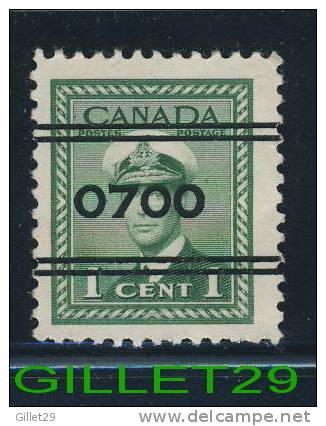 CANADA STAMP - KING GEORGE VI WAR ISSUE - SCOTT No  249,  0,01ç, 1942 - GREEN - USED - - Used Stamps
