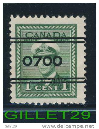 CANADA STAMP - KING GEORGE VI WAR ISSUE - SCOTT No  249,  0,01ç, 1942 - GREEN - USED - - Usati