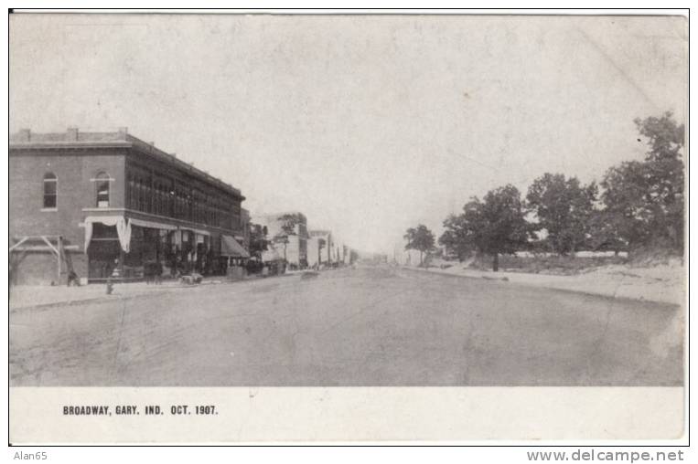 Gary IN Indiana, Broadway Street Scene, C1900s Vintage Postcard - Gary