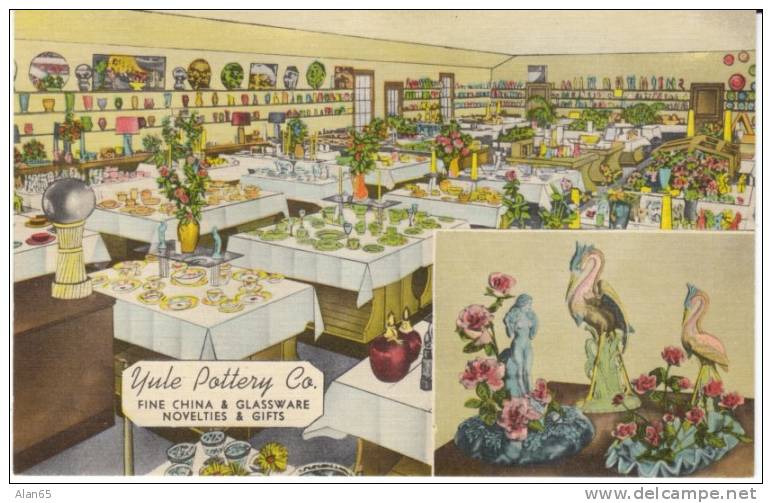 Evansville IN Indiana, Yule Pottery Co. Store, C1930s/40s Vintage Linen Postcard - Evansville
