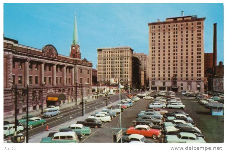 Louisville KY Kentucky, Walnut Street, Armory, Hotel, Autos, C1950s Vintage Postcard - Louisville