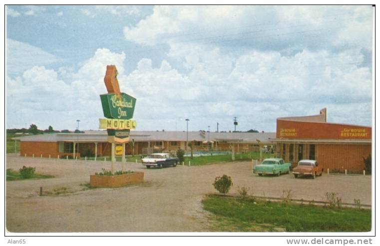 West Opelousas LA Lousiana, Cardinal Motel &amp; Jim Bowie Restaurant, Autos, C1950s Vintage Postcard - Autres & Non Classés