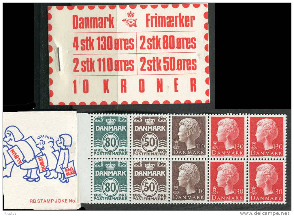 Denmark 1979 - 10 Kr. Booklet With Block Of 10 Stamps - Carnets