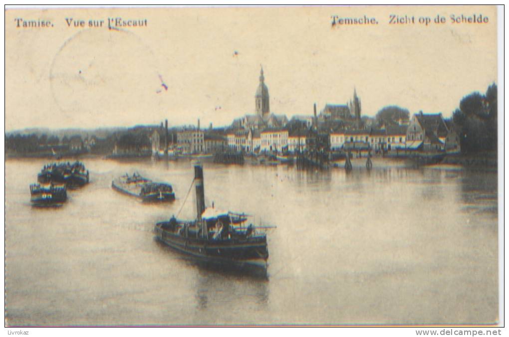 Belgique, Flandre, Tamise, Temse, Vue Sur L'Escaut, Zicht Op De Schelde, Péniches, A Circulé En 1913 - Temse