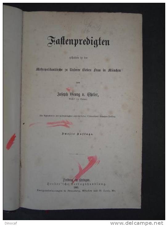 Fastenpredigten Gehalten In Der Metropolitankirche 1881 Kirche Religion, München, Freiburg **1881**, 608 Seiten - Altri & Non Classificati