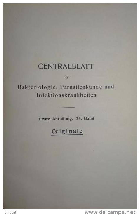 Bakteriologie Parasiten Infektionen Medizin **1915** Centralblatt Abbildungen, 601 Seiten, Mit 14 Tafeln Und 89 Textabbi - Altri & Non Classificati