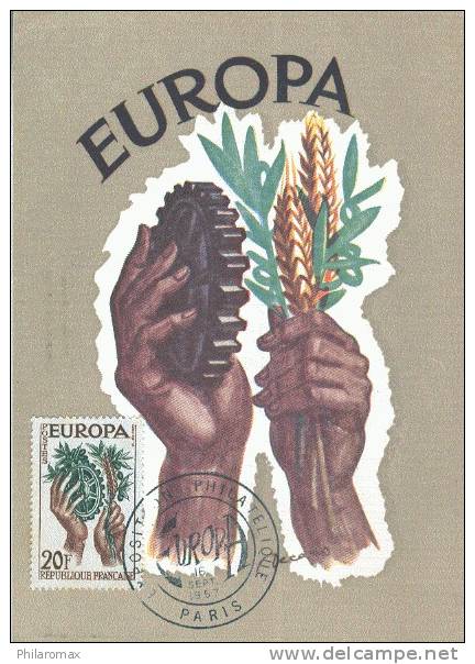D06418 CARTE MAXIMUM CARD 1957 FRANCE - EUROPA-CEPT CP ORIGINAL - 1957