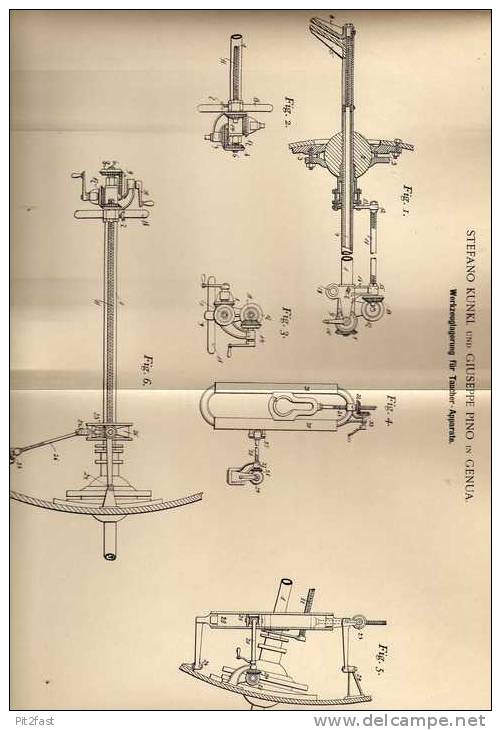 Original Patentschrift - S. Kunkl In Genua , 1898 , Divers, Diving ,  Taucher - Apparate !!! - Duik