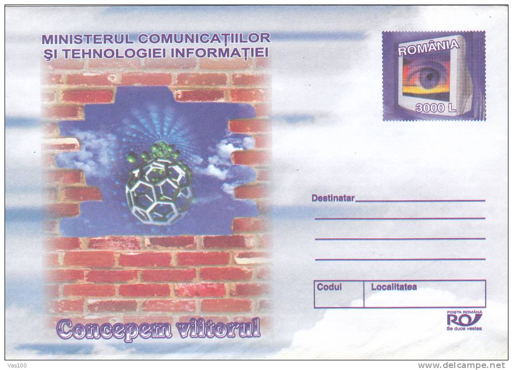 COMUNICATIONS AND INFORMATION TECHNOLOGY DEPARTAMENT, 2003, COVER STATIONERY, ENTIER POSTAL, UNUSED, ROMANIA - Informatique