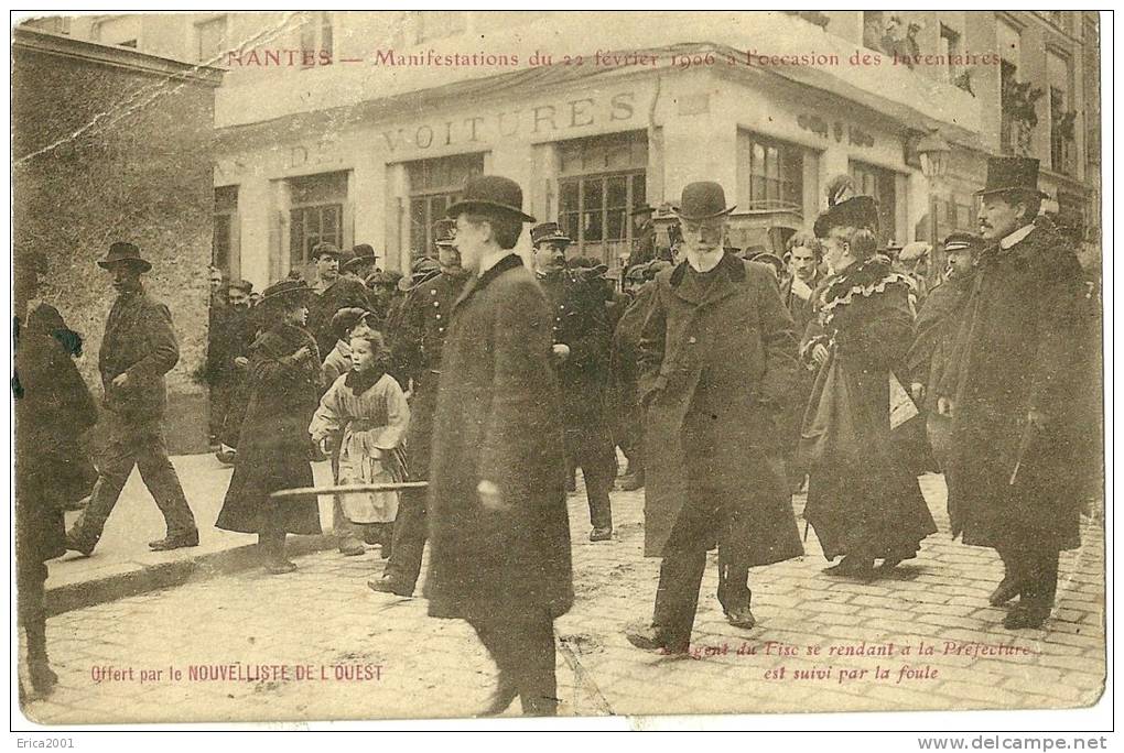 Nantes. Manifestations Du 22février 1906 à L'occasion Des Inventaires. L'agent Du Fisc Se Rendant àla Préfecture - Nantes