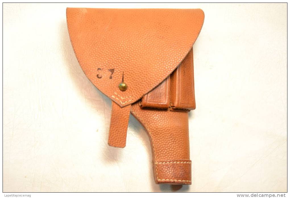 Etui En Cuir Fauve Pour Pistolet Suedois Husqvarna Suède. Browning 1907 - Equipment