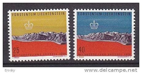 A1390 - LIECHTENSTEIN Yv N°331/32 ** EXPO BRUXELLES - Ongebruikt