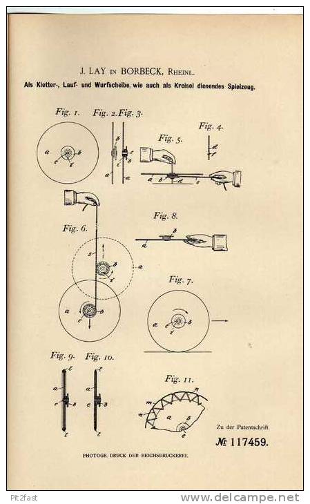 Original Patentschrift - J. Lay In Borbeck B. Essen ,1900 , Lauf- Und Wurfscheibe !!! - Altri & Non Classificati