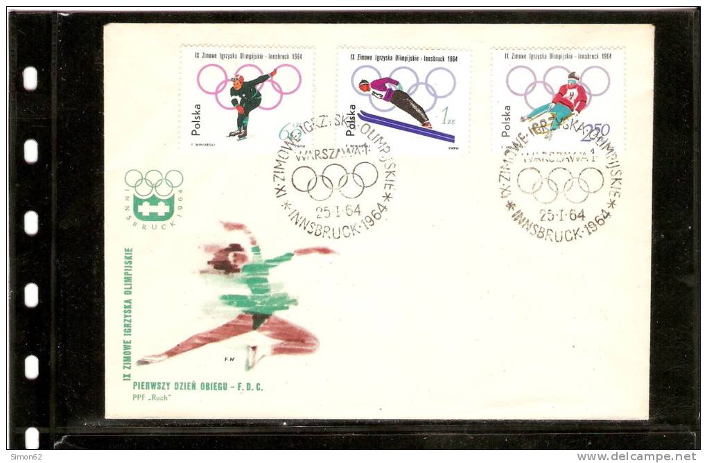 POLOGNE FDC 1ER JOUR Jeux Olympiques D Innsbruck - Invierno 1964: Innsbruck