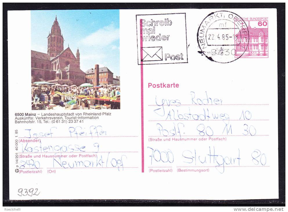 1985 - Bedarfsbeleg (Bild-Postkarte/Ganzsache ), Gelaufen V. Neumarkt / Opf N. Stuttgart - S.Scan  (de 9392) - Illustrated Postcards - Used