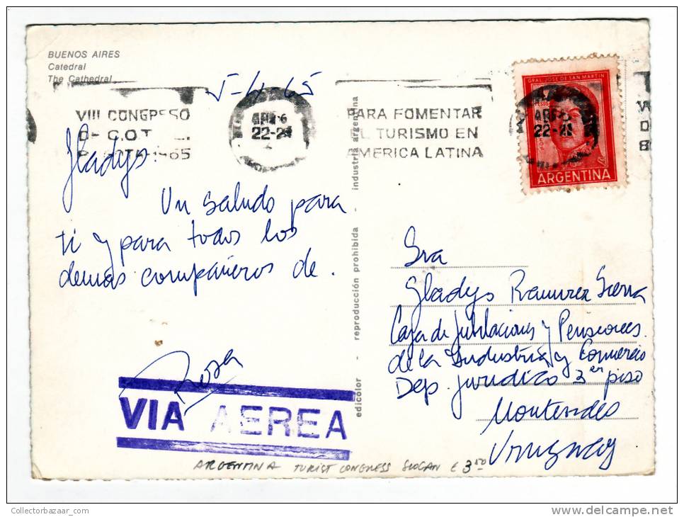 [W1021] Argentina Turist Congress Slogan Cancel On  Postcard - The Cathedral Of Buenos Aires - Altri & Non Classificati