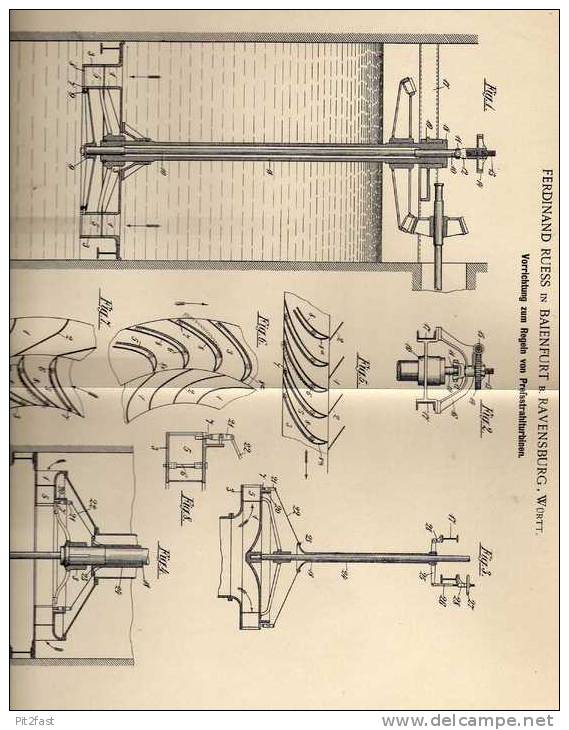 Original Patentschrift - F. Ruess In Baienfurt B. Ravensburg , 1899 , Preßstrahlturbine , Turbine !!! - Máquinas