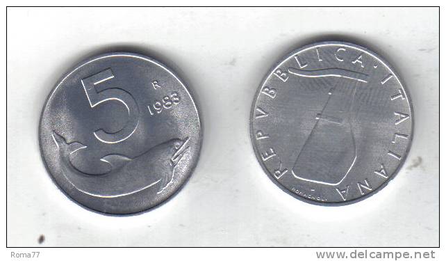 RedF - REPUBBLICA 1983 , 5 Lira Delfino Da Rotolino - 5 Lire