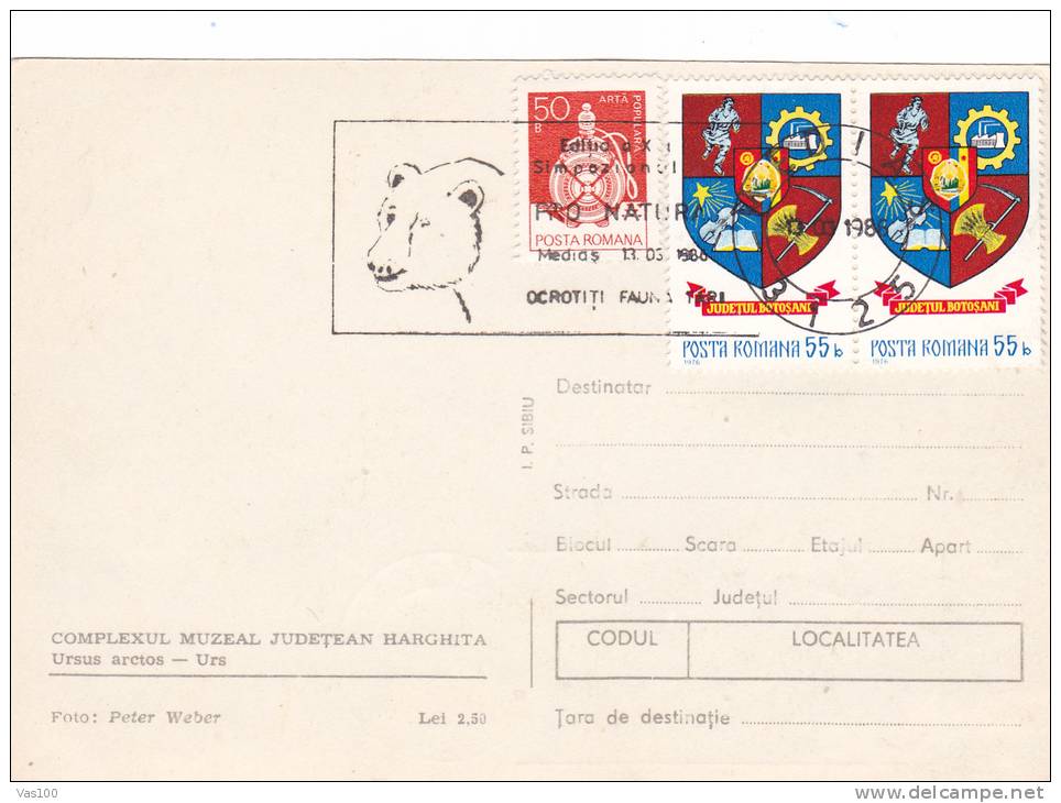 BEAR, OURS, 1986, CM. MAXI CARD, CARTES MAXIMUM, ROMANIA - Bears