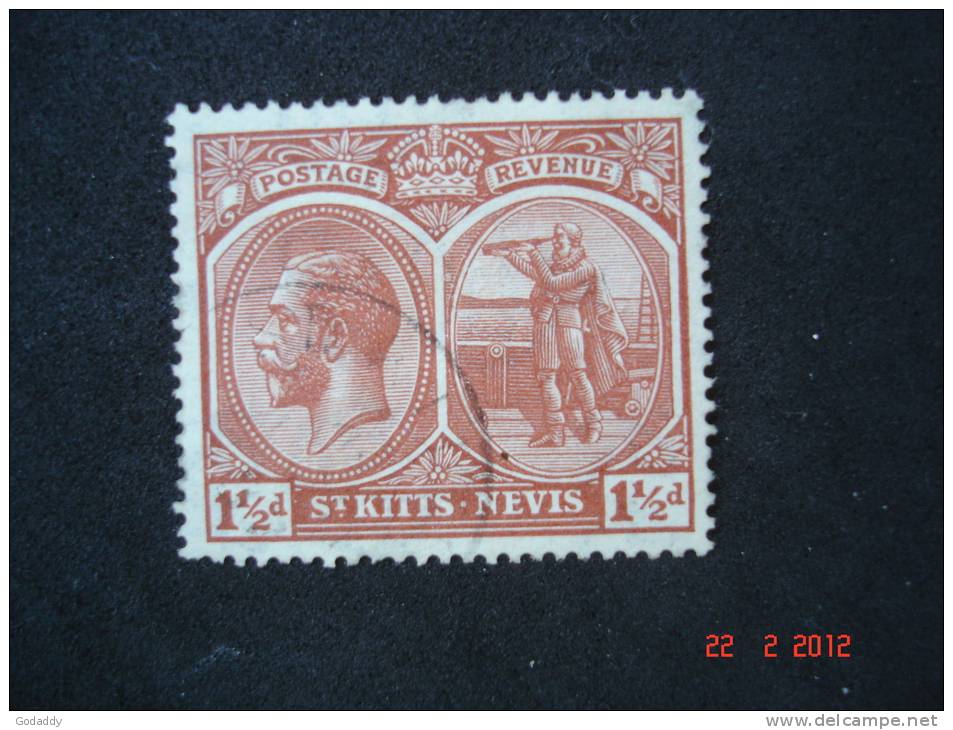 St Kitts-Nevis  1921  K.George V   11/2d     SG40    Used - St.Christopher-Nevis-Anguilla (...-1980)