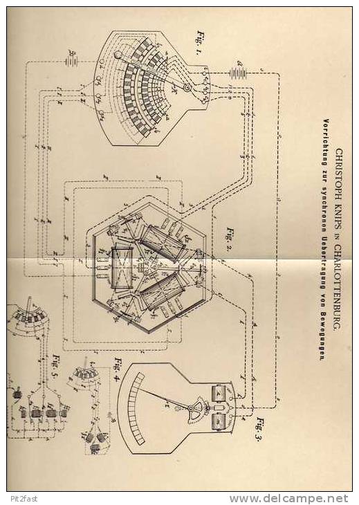 Original Patentschrift - Ch. Knips In Charlottenburg ,1899 , Apparat Zur Synchronisierung !!! - Tools