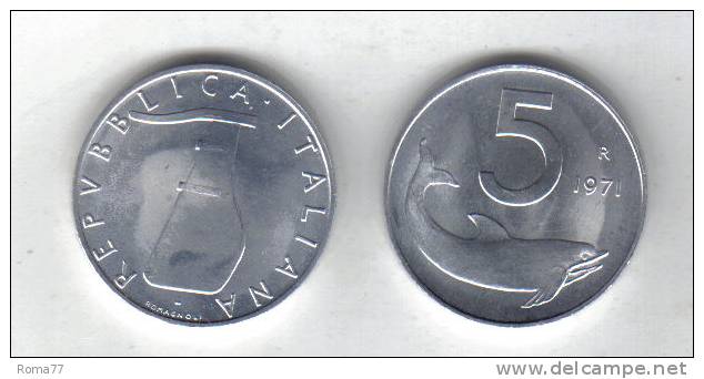 RedF - REPUBBLICA 1971 , 5 Lira Delfino Da Rotolino - 5 Lire