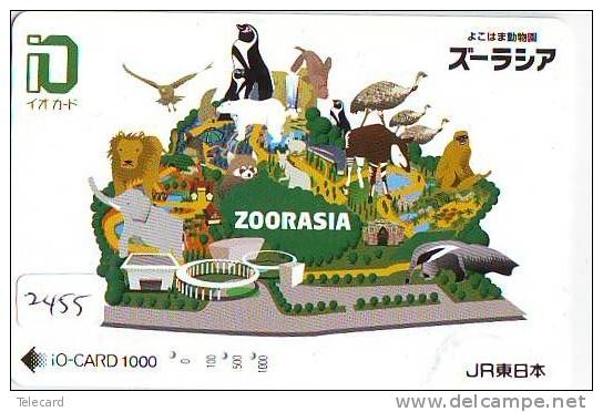 Carte Prépayée  Japon * TRAIN * IO CARD * ZOORASIA * ELEPHANT (2455) Japan Prepaid Card * Karte  TREIN * ZUG * JR * - Trains